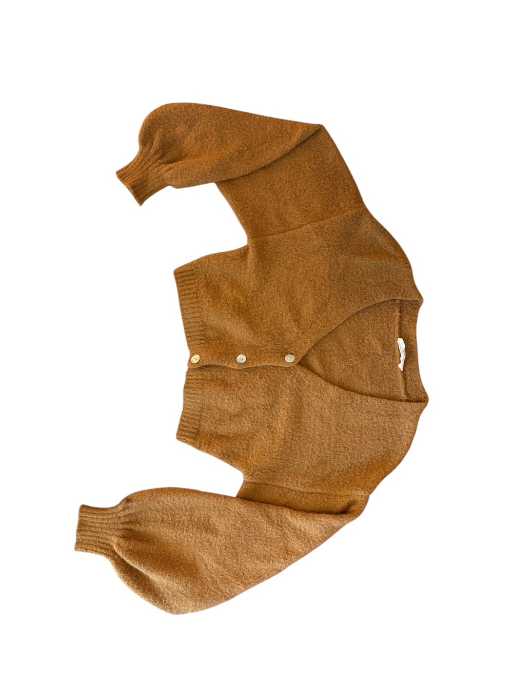 Double Zero Cropped Rust-Orange Button Cardigan